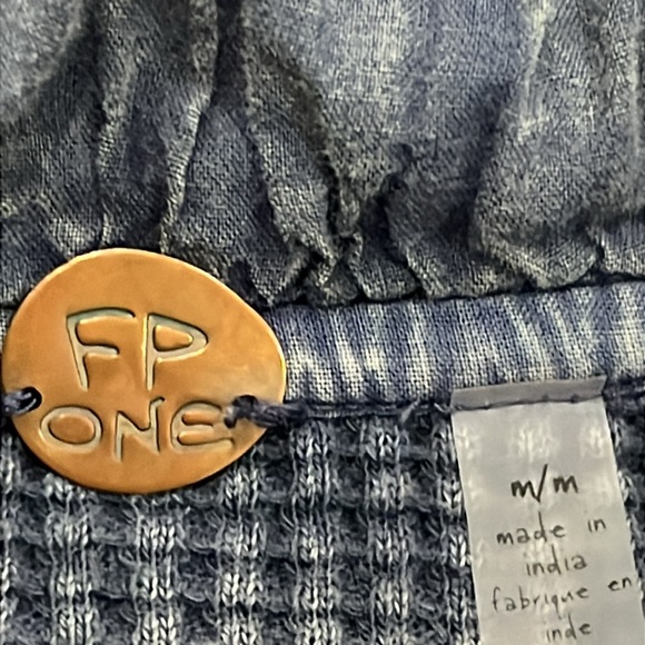 Free People One Scout Jacket Shirt Sz M Waffle Shacket  Oversized Boho Cabincore - Picture 12 of 15